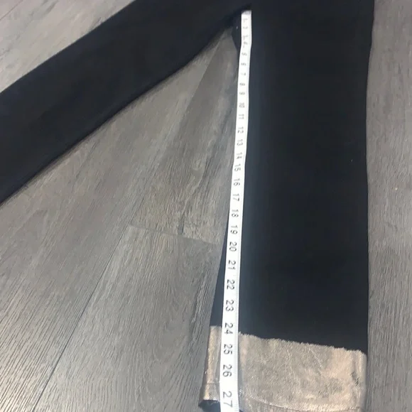 Rag & Bone NWT Bilbury Ankle Cigarette Metallic Hem Jean Size 25 Black/Gold - Picture 11 of 14